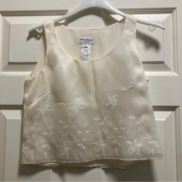 Vintage 100% Silk Embroidered Cream Blazer and Tank Set - Rena Rowan 4P - Picture 3 of 14